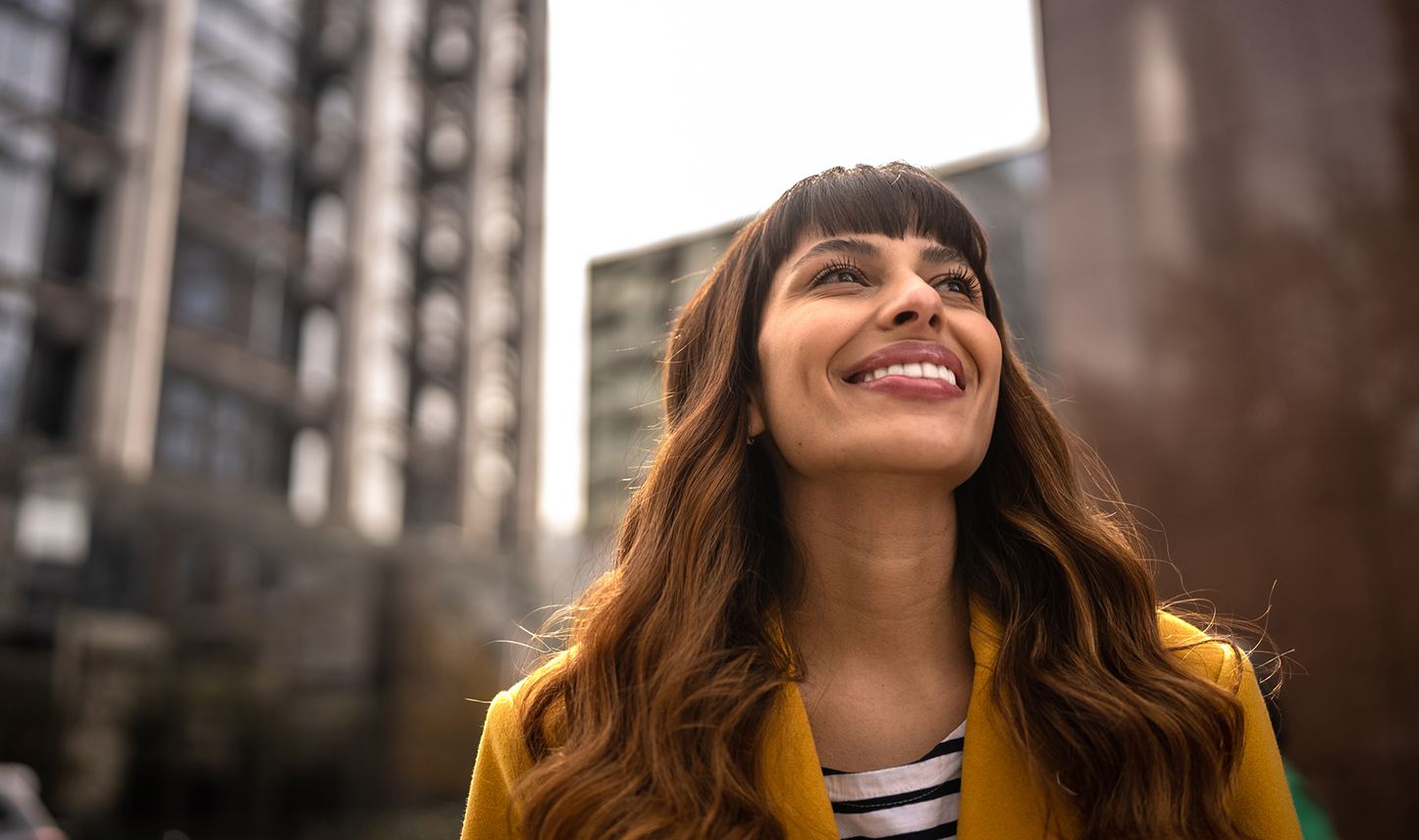 smiling on walk